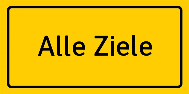 Alle Ziele – schwarzer Schriftzug auf gelbem Hintergrund